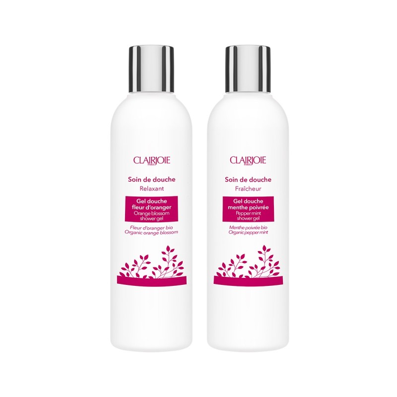 Duo shower gels organic : orange blossom and peppermint | Clairjoie Duo shower gels organic : orange blossom and peppermint | Clairjoie
