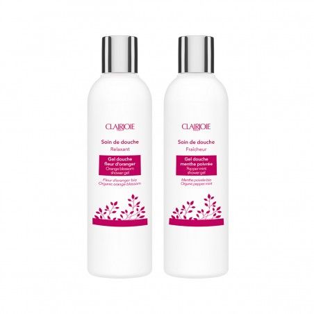 Duo shower gels organic : orange blossom and peppermint | Clairjoie