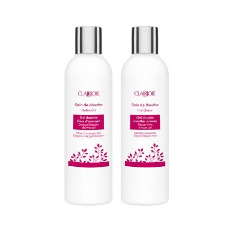 Duo shower gels organic : orange blossom and peppermint | Clairjoie