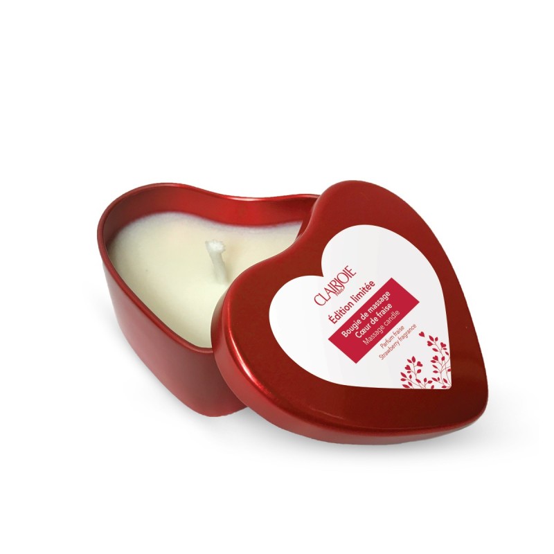 Bougie de massage bio et cosmestible Coeur de Fraise Bougie de massage bio et cosmestible Coeur de Fraise