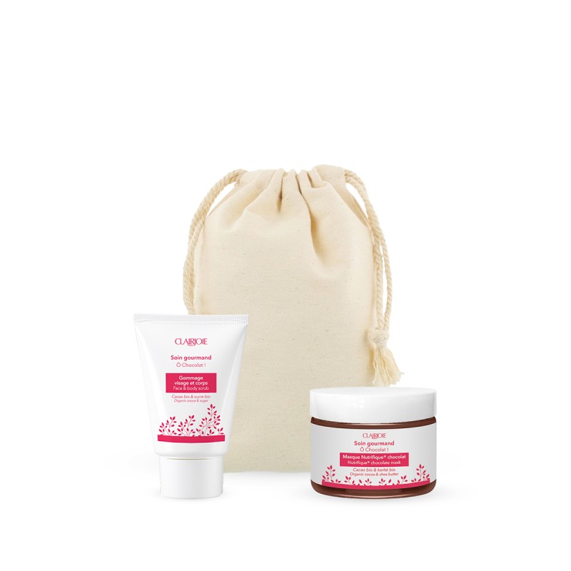 La pochette duo masque et gommage au chocolat bio La pochette duo masque et gommage au chocolat bio