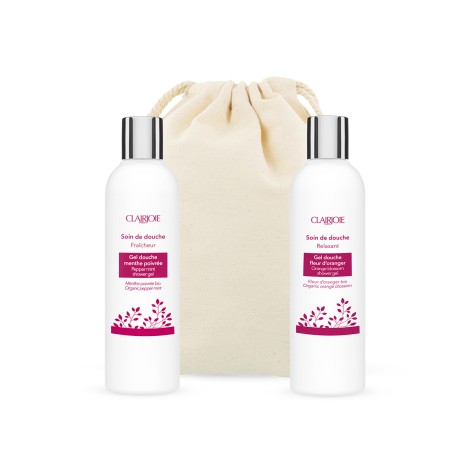 Duo shower gels organic : orange blossom and peppermint | Clairjoie