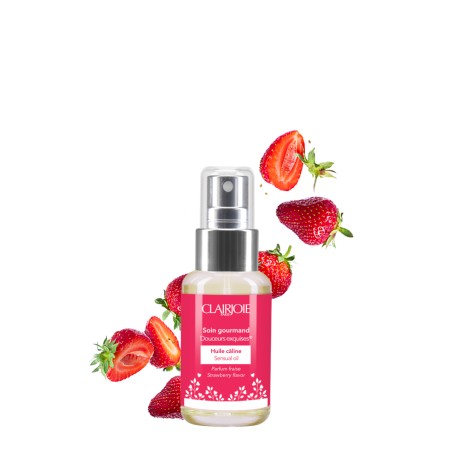 Huile câline de massage bio et comestible Douceurs Exquises® à la fraise Clairjoie 50ml