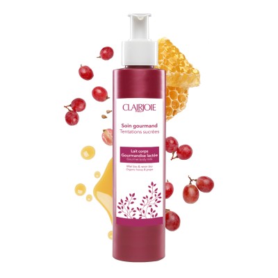 Lait corps gourmandise lactée miel raisin Clairjoie 200ml et ses actifs