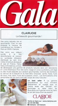 Les soins Clairjoie dans le carnet d'adresses Clairjoie